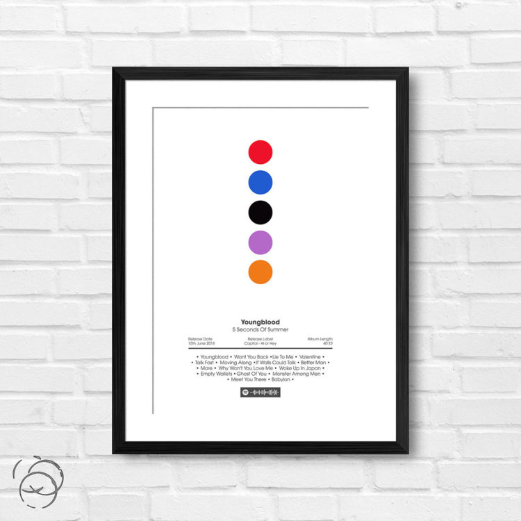 5 Seconds Of Summer Youngblood Spotify Album Print