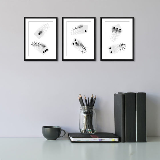 Abstract Dice With Cube Dispersion Trio Prints - Image 2
