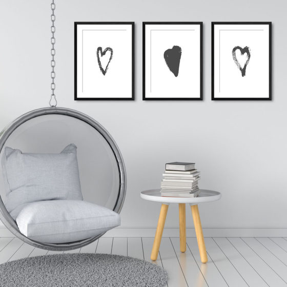 Abstract Love Heart Brushstroke Trio Prints - Image 3