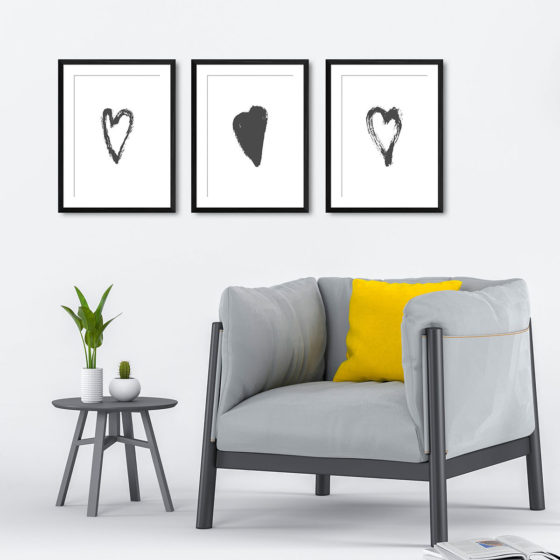 Abstract Love Heart Brushstroke Trio Prints - Image 4