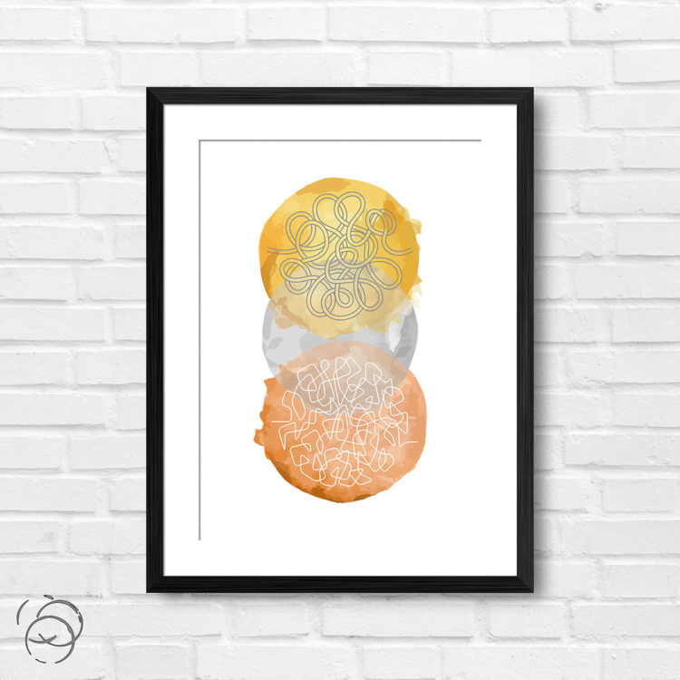 Abstract Watercolour Doodle Circles Print