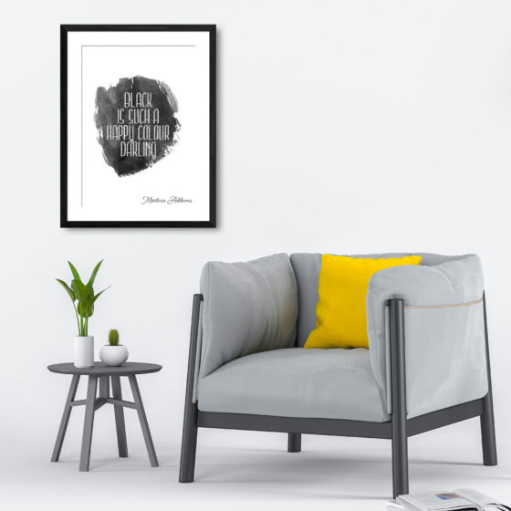 Addams Family Black Is Such A Happy Colour Darling Quote Morticia Addams Print - Image 4