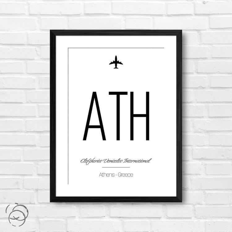 Airport Code ATH Eleftheriosv Enizelos International Athens Greece Travel Print