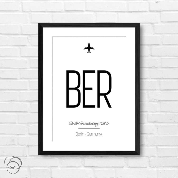 Airport Code BER Berlin Brandenburg Germany Travel Print