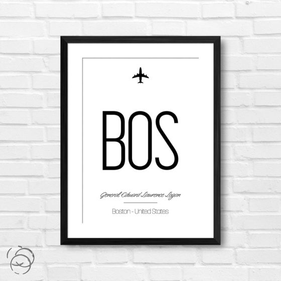 Airport Code BOS General Edward Lawrence Logan Boston United States Travel Print