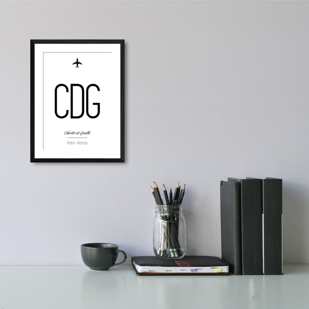Airport Code CDG Charles De Gaulle Paris France Travel Print Pink Tag