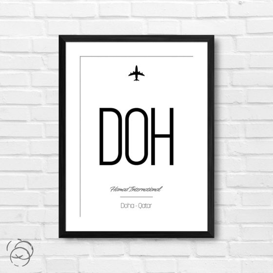 Airport Code DOH Hamad International Doha Qatar Travel Print