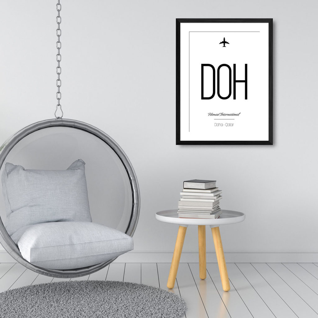 Airport Code DOH Hamad International Doha Qatar Travel Print Pink Tag