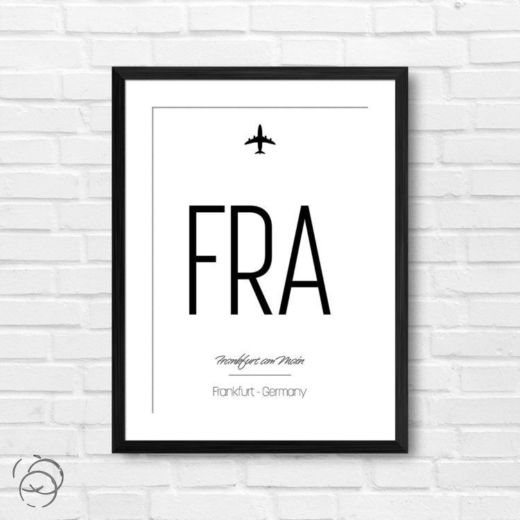 Airport Code FRA Frankfurt Am Main Germany Travel Print