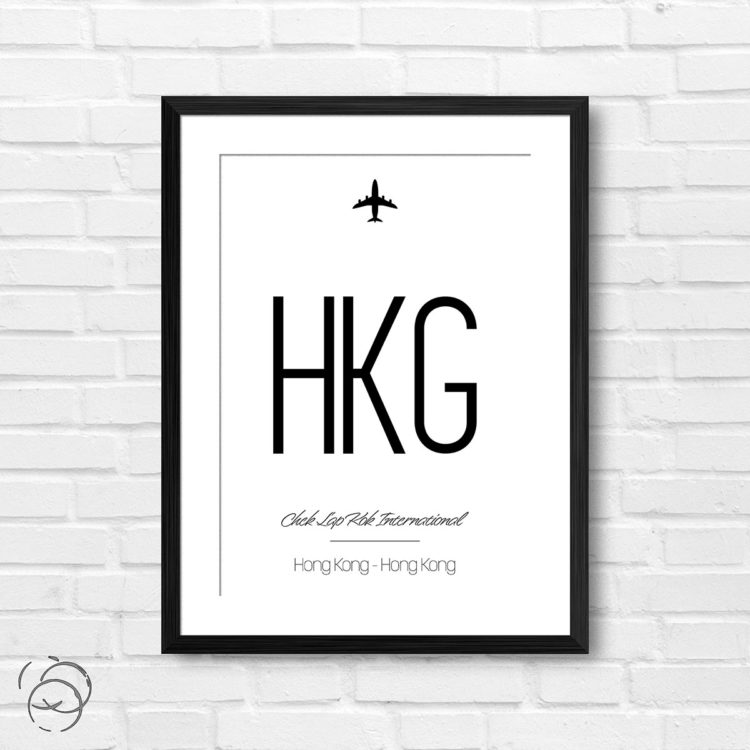 Airport Code HKG Chek Lap Kok International Hong Kong Travel Print