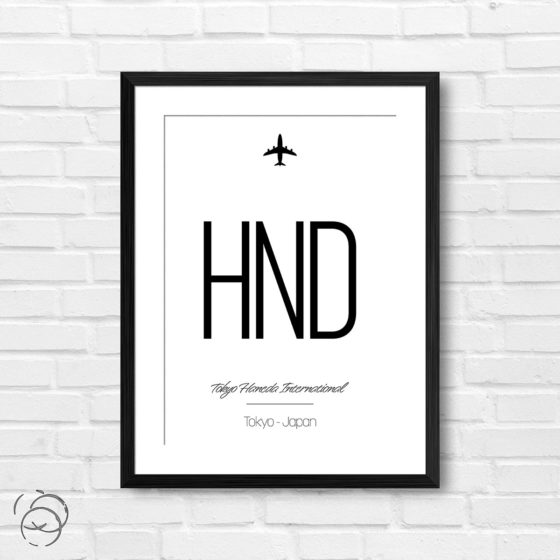 Airport Code HND Tokyo Haneda International Japan Travel Print
