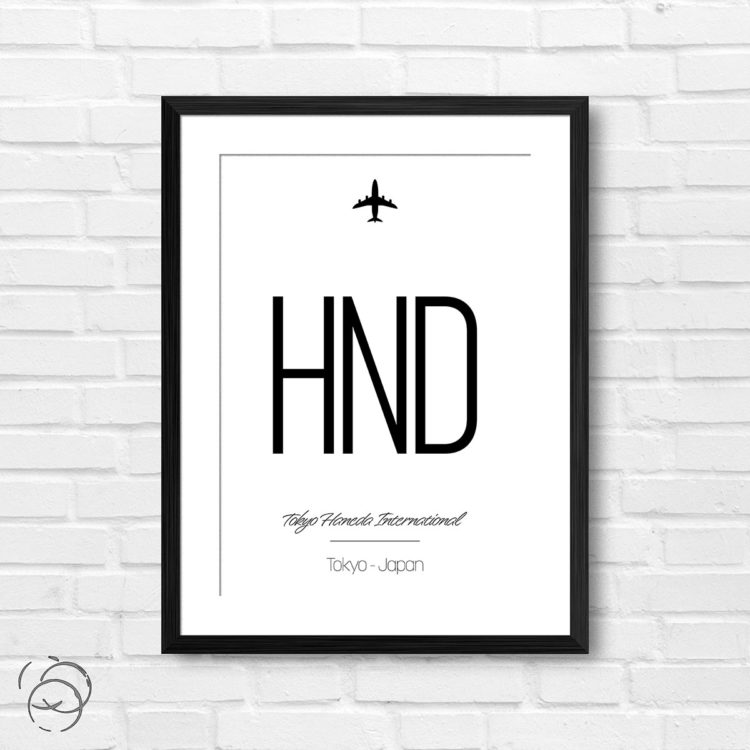 Airport Code HND Tokyo Haneda International Japan Travel Print