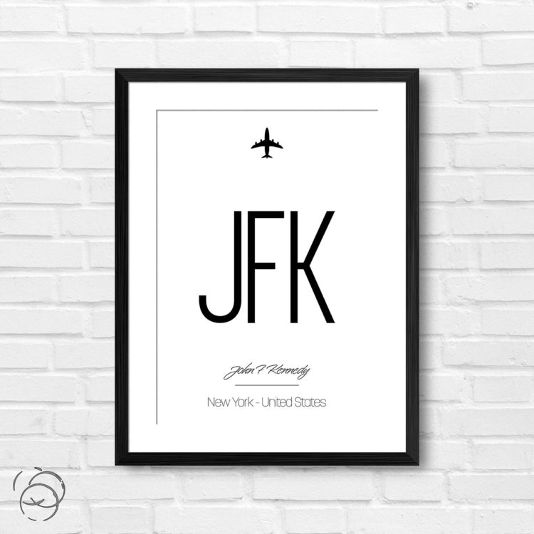 Airport Code JFK John F Kennedy New York United States Travel Print