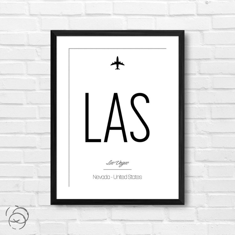 Airport Code LAS Las Vegas Nevada United States Travel Print
