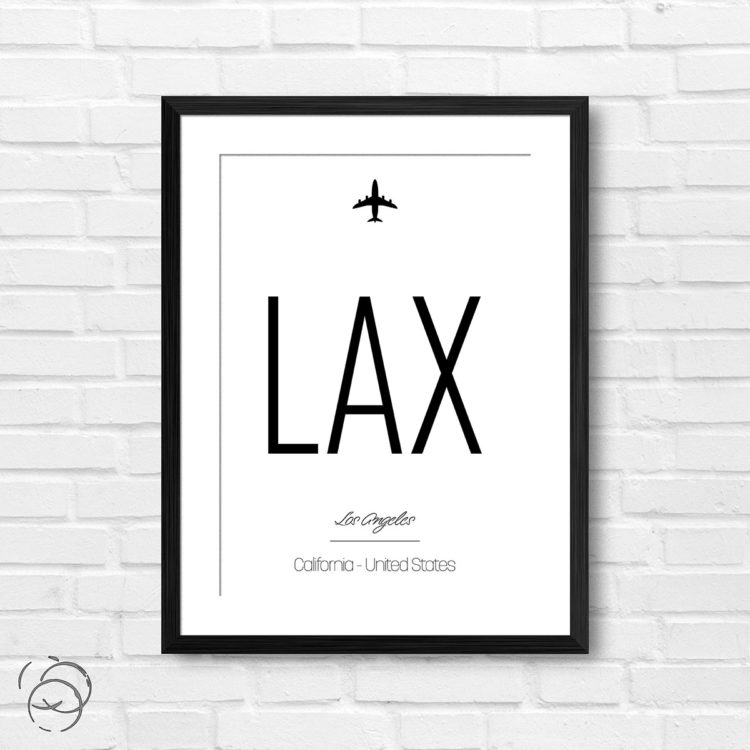 Airport Code LAX Los Angeles California United States Travel Print