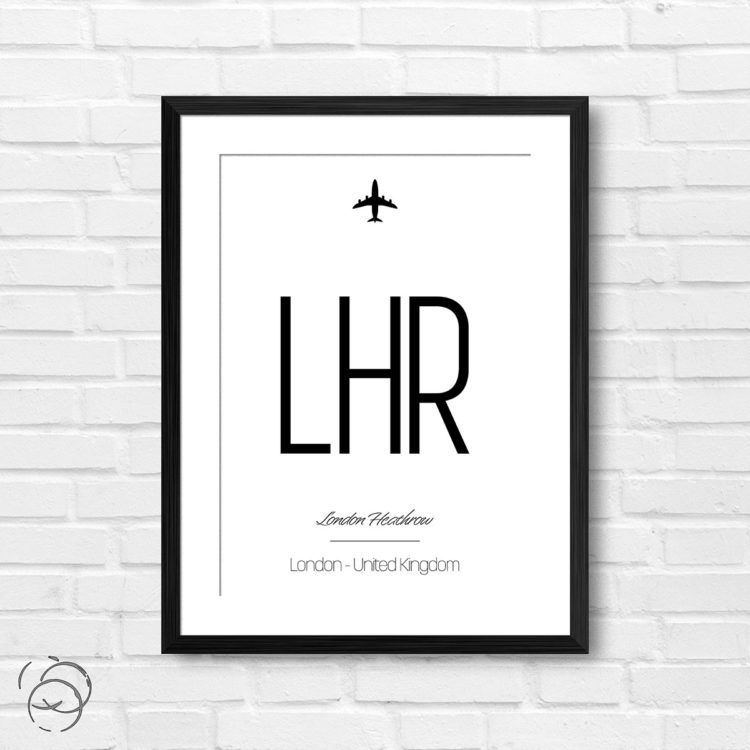 Airport Code LHR London Heathrow United Kingdom Travel Print
