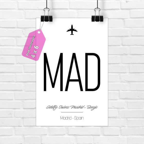 Airport Code MAD Adolfo Suarez Madrid Baraja Madrid Spain Travel Print - Image 8