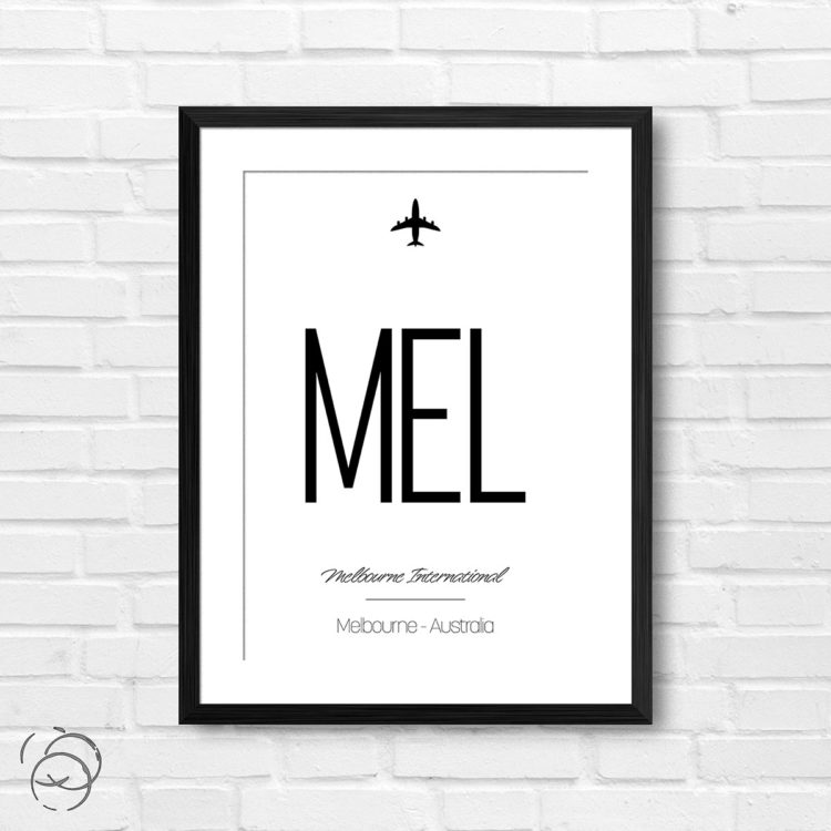 Airport Code MEL Melbourne International Australia Travel Print