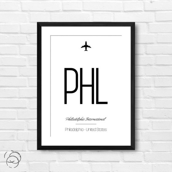 Airport Code PHL Philadelphia International United States Travel Print
