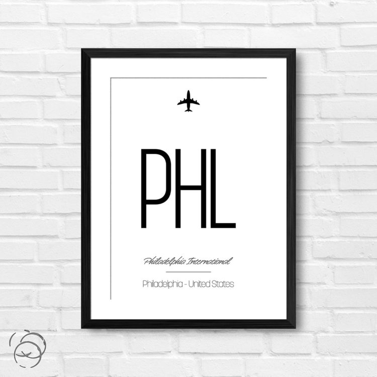 Airport Code PHL Philadelphia International United States Travel Print