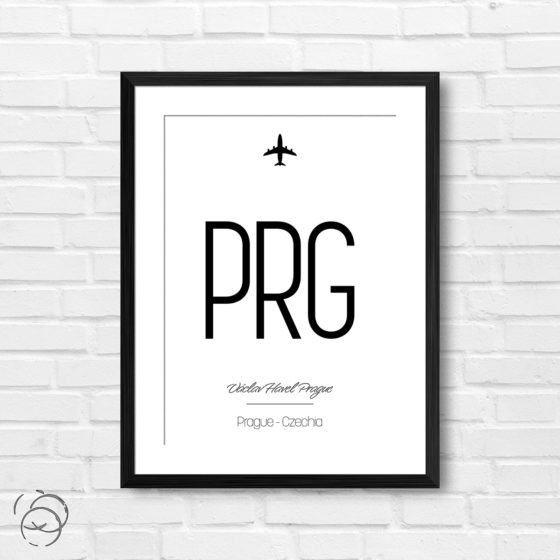 Airport Code PRG Vaclav Havel Prague Czechia Travel Print