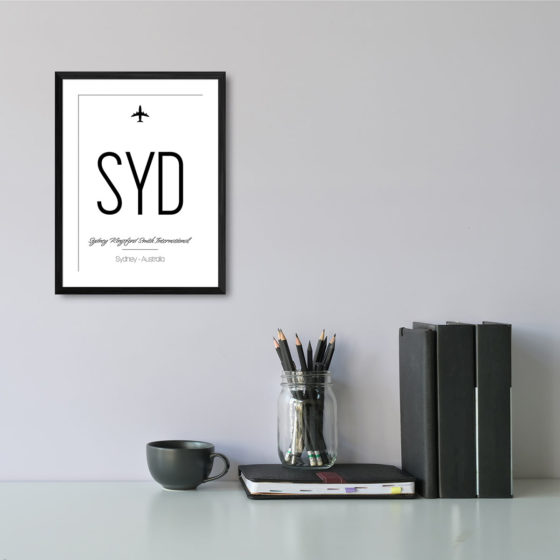 Airport Code SYD Sydney Kingsford Smith International Australia Travel Print - Image 2