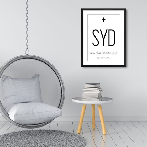 Airport Code SYD Sydney Kingsford Smith International Australia Travel Print - Image 3