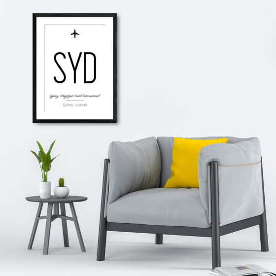 Airport Code SYD Sydney Kingsford Smith International Australia Travel Print - Image 4