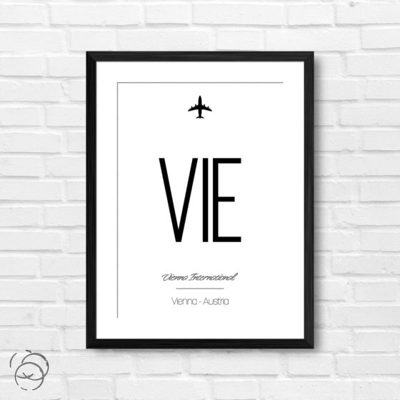 Airport Code VIE Vienna International Austria Travel Print