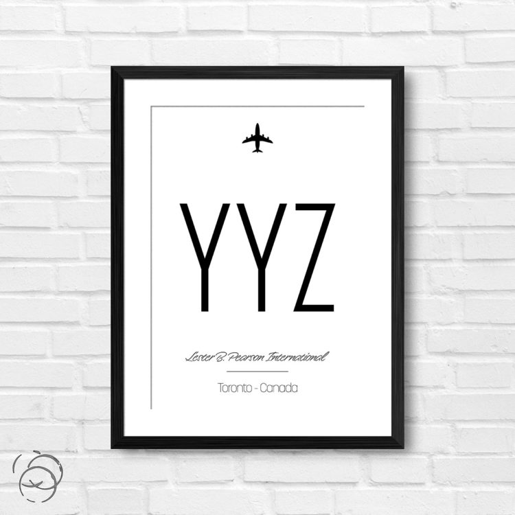 Airport Code YYZ Lester B Pearson International Toronto Canada Travel Print
