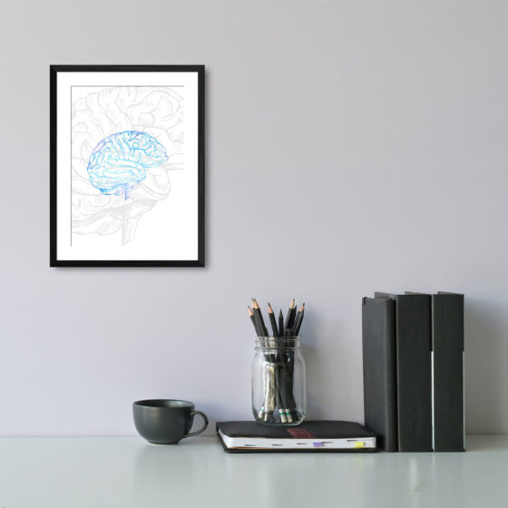 Anatomy Hand Drawn Outline Brain Print - Image 2