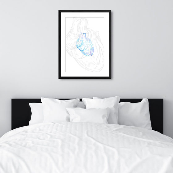 Anatomy Hand Drawn Outline Heart Print - Image 6