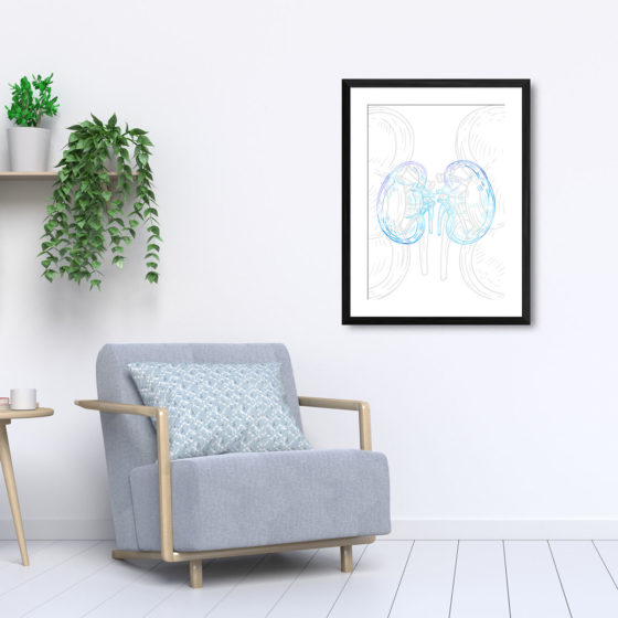 Anatomy Hand Drawn Outline Lungs Print - Image 5