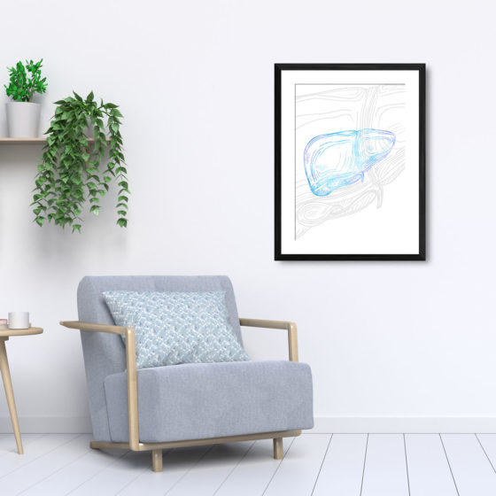 Anatomy Hand Drawn Outline Liver Print - Image 5