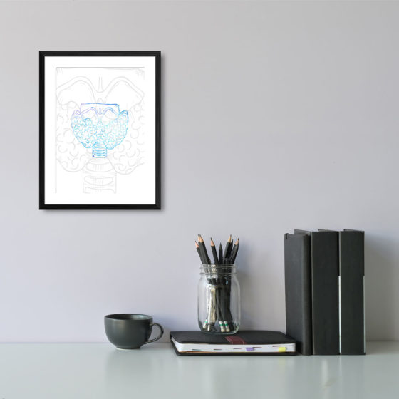 Anatomy Hand Drawn Outline Thyroid Print - Image 2