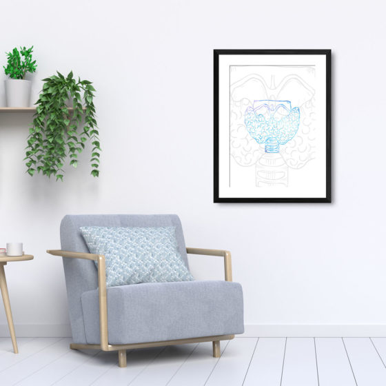 Anatomy Hand Drawn Outline Thyroid Print - Image 5