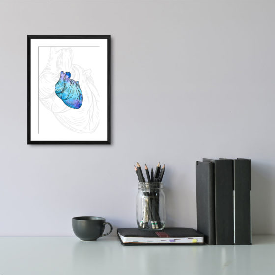 Anatomy Hand Drawn Watercolour Heart Print - Image 2