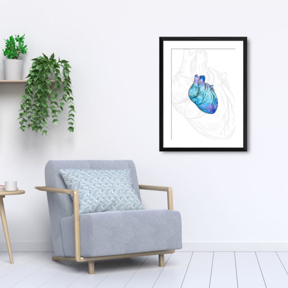 Anatomy Hand Drawn Watercolour Heart Print - Image 5