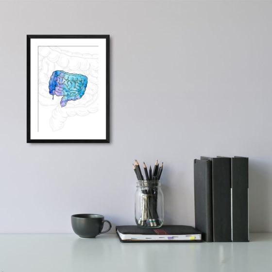 Anatomy Hand Drawn Watercolour Intestine Print - Image 2
