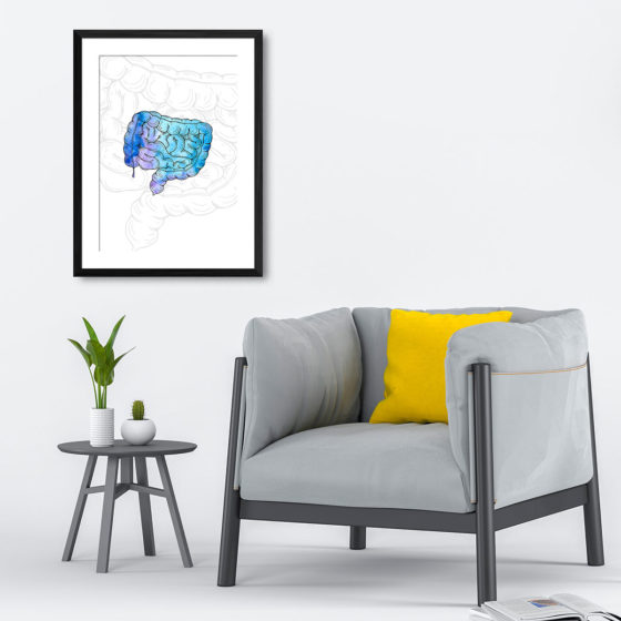 Anatomy Hand Drawn Watercolour Intestine Print - Image 4