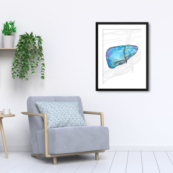 Anatomy Hand Drawn Watercolour Liver Print - Image 5