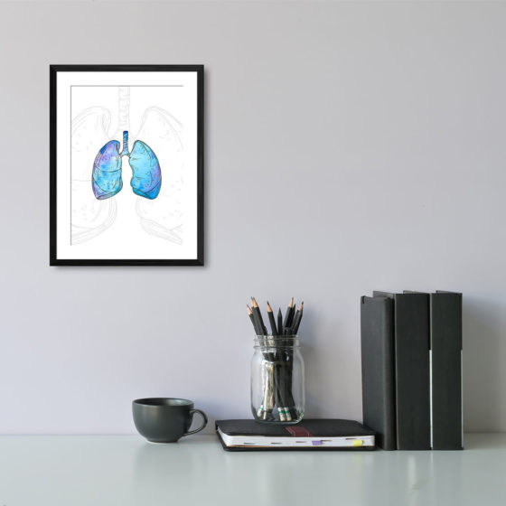 Anatomy Hand Drawn Watercolour Lungs Print - Image 2