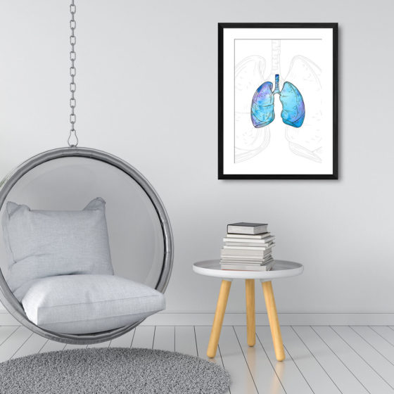 Anatomy Hand Drawn Watercolour Lungs Print - Image 3