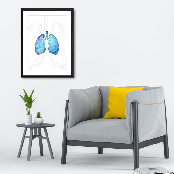 Anatomy Hand Drawn Watercolour Lungs Print - Image 4