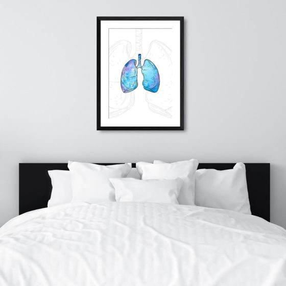 Anatomy Hand Drawn Watercolour Lungs Print - Image 6