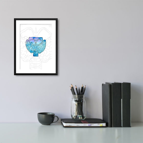 Anatomy Hand Drawn Watercolour Thyroid Print - Image 2
