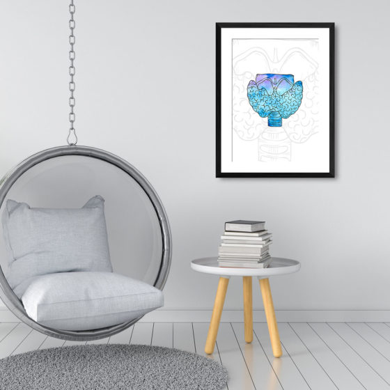 Anatomy Hand Drawn Watercolour Thyroid Print - Image 3