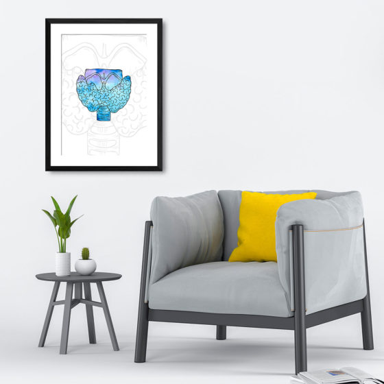 Anatomy Hand Drawn Watercolour Thyroid Print - Image 4