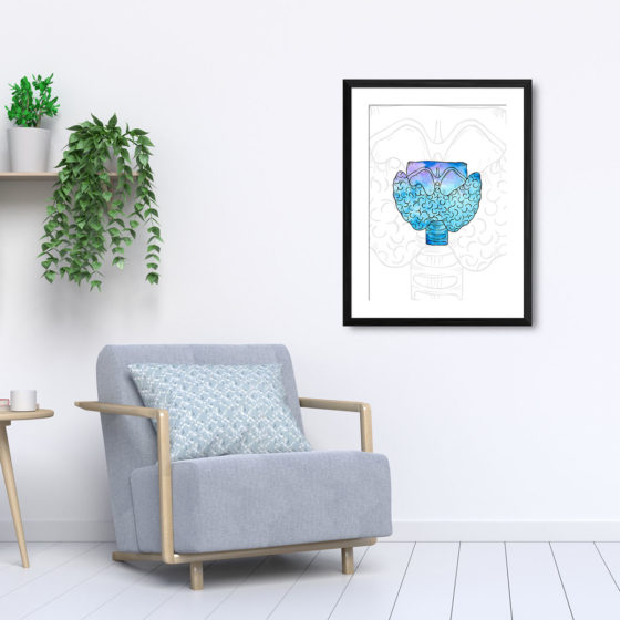 Anatomy Hand Drawn Watercolour Thyroid Print - Image 5