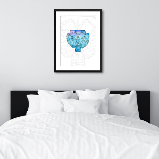 Anatomy Hand Drawn Watercolour Thyroid Print - Image 6